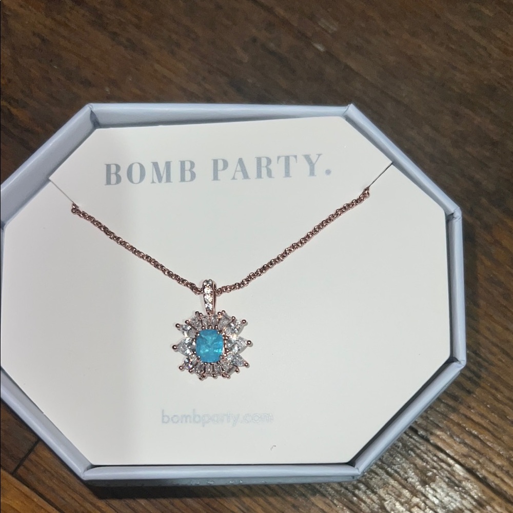 Rose Gold Necklace with Blue Gemstone